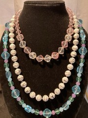 Lot of 3 Vintage Lucite/Acrylic Beaded Necklaces 17 in, 24 in, 28 in