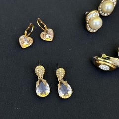 5 Pairs Signed Swarovski Crystal Earrings Lot