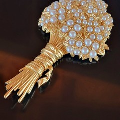 Early Karl Lagerfeld at Chanel Brooch Large 4.5 Inches Flower Bouquet Signed COA