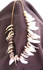 Vintage Purple and White Seashell Necklace 17” ~ From 1950’s to 1970’s eras