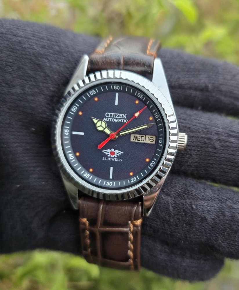 Vintage Citizen Automatic Men Steel Day Date 21 Jewels Refurbished Japan watch