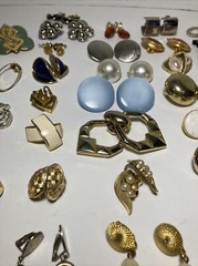 Vtg Lot of 54 Gold Tone Clip On & Screw Back Earrings Bergere Monet Trifari Etc