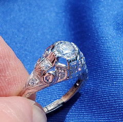Original EARTH MINED DIAMOND art DECO Engagement Ring Vintage PLATINUM Solitaire