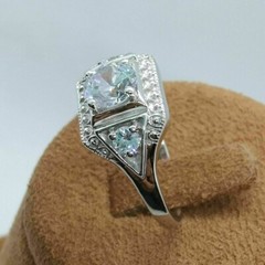Vintage Style 1.35 CT White Round Cut CZ Art Deco Wedding Ring In 925 Silver