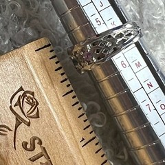STERLING SILVER 0.925 PINK WHITE BLUE STONE FILIGREE ESTATE BAND RING SIZE 5.5