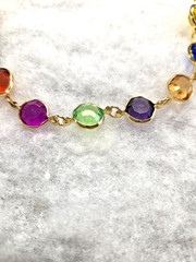 Vtg gold tone mix color Bezel Bracelet