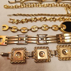 Vintage Gold Tone Bracelet Lot OF 10 Estate Costume Jewelery Links LooP DI B85