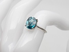 Designer $6000 5.50ct Natural Blue Zircon Diamond Platinum Ring RARE