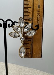 Vintage Monet Gold Tone Crystal Rhinestone Drop Dangle Pierced Earrings Nice!