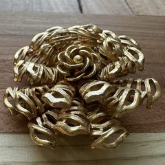 Vintage 1940s-50s Corocraft Flower Brooch Pin 2 Inch Openwork Gold Plated Signed