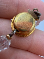 Vintage Necklace Glass Beads Art Deco Clear Orange 28 in PJ