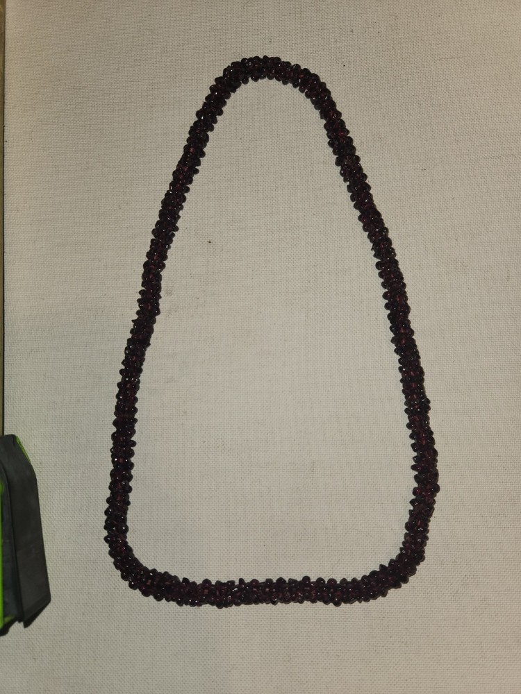 Vintage 1960s Almandine Garnet Microbeaded Cluster Strand Necklace 24in