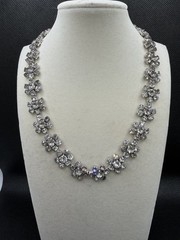 Vtg. Kramer Rhinestone Choker Floral Necklace Mid-Century Hollywood Regency