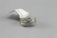 NWT $600 Macy’s Sterling Silver I2-I3 I-J 1/2 Ct Diamond Bypass Ring Sz 7 -6.9g