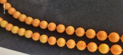 Vintage Double Strand Orange and Cream Beaded Necklace 22″ unsigned