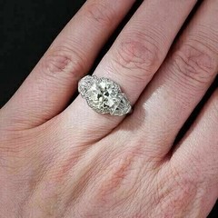 Art Deco Style 3.50Ct Round Cut Lab Created Diamond 14K White Gold Finish Ring