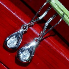 14k white gold earrings 0.25ct natural diamond 1.0″ teardrop dangle 2.50gr N3344