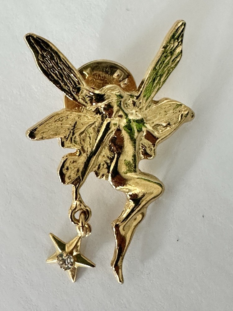 Gold Tone Fairy Brooch Pin Mystical Winged