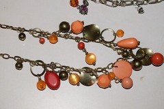 Vintage to now lot of 2 glass plastic metal charm necklaces