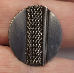 Vintage Sterling Silver Modernist Art With Mesh Wire Strip Clip On Earrings