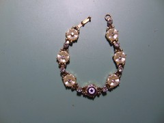 Vintage American Legion Auxiliary 7.25″ Bracelet – Flowers and Rhinestones