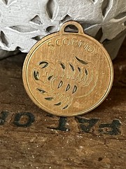 Vintage Scorpio Zodiac Round Brass Pendant Charm Horoscope (NO CHAIN INCLUDED)