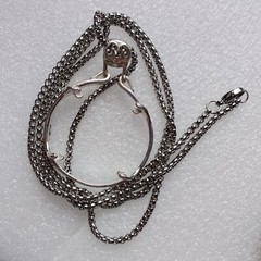 Vintage Pendant Hoop Diameter 38-39mm And Chain 3mm*80cm Silver Color