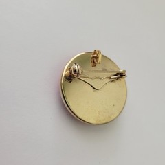 Vintage Abstract Floral Brooch Pin Pendant Gold Tone Round 1.5″ Retro MCM