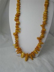 Antique Chinese Baltic Butterscotch Egg Yolk Amber Big Beads Necklace 74 Grams