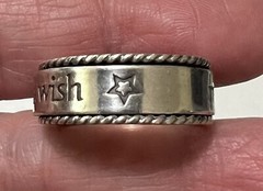 Vintage Signed T&T 925 Sterling Silver MAKE A WISH Spinner Band Ring Size 6.75