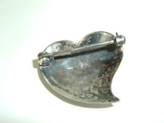 Vintage Brooch Pin FAS 925 Sterling Silver Marcasite Heart