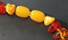 Vintage Baltic Butterscotch Egg Yolk and Cognac Amber Tear Drop Necklace 16.5″