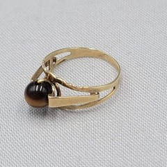 Vintage 585 14k Yellow Gold Ring Tigers Eye Stone 1.5 grams Size 5.5
