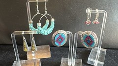 Lot Of 4 Pairs Southwestern-style Vintage Dangle Pierced Earrings Estate Jewelry