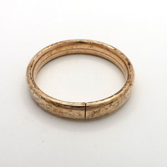 Victorian 12k Gold Filled Leaves Floral Bangle Bracelet 7in Tension Clasp