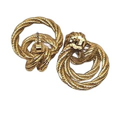 Vintage Twisted Rope Knot Earrings For Pierced Ears | Appr. 1/2″ | Gold Tone