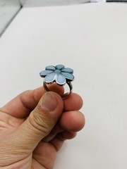 Vintage Sterling Silver Size 6 Spring Pastel Blue Flower Statement Cocktail Ring