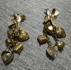Fancy Aurora Borealis and Gold tone Heart Drop Dangle Earrings