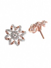 Floral Halo Stud Earrings For Girl 2.1 Ct Lab Created Diamond 14K Rose Gold Over