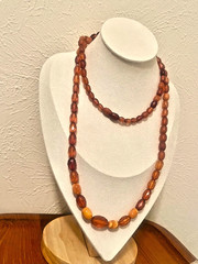 🔥Antique Vintage Genuine Amber Necklace Beads On String Butterscotch Egg Yolk36