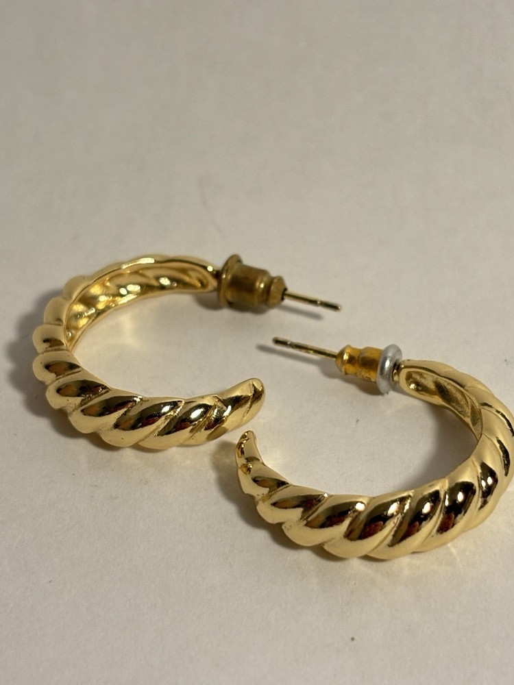 vintage Twisted Loop EARRINGS Gold Tone stud back
