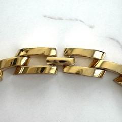 VTG MCM Gold Tone Geometric Link Necklace 16 3/4” Architectural Modern Couture