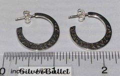 Vintage Sterling Silver Oxidized Scrolled 3/4 Hoop Earrings