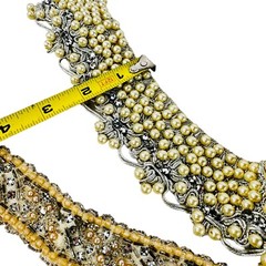 vtg beaded pieces from dresses w rhinestones pearls for crafts etc