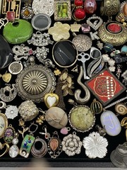 Vintage-Now Jewelry Lot Of 120 Pendants & Charms For Necklaces Enamel Rhinestone