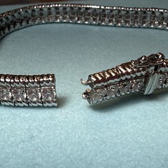 Sterling Silver Sparkling Hinge Chain Bracelet CZ925 needs REPAIR