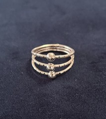 925 Sterling Silver Brutalist Triple Stacked Band with Spheres Ring 6.5, 2.46 g