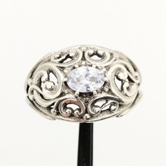 Vintage Elegant RING Silver 925 with Big Bright Stone -size: 9US (18.8mm) | #113