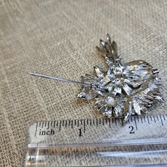 Vintage Enamel Bouquet Of Flowers Brooch Silver Tone Mid-century No Brand