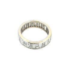 Vintage 14k White Gold Trapezoid Baguette Diamond Eternity Ring Band
